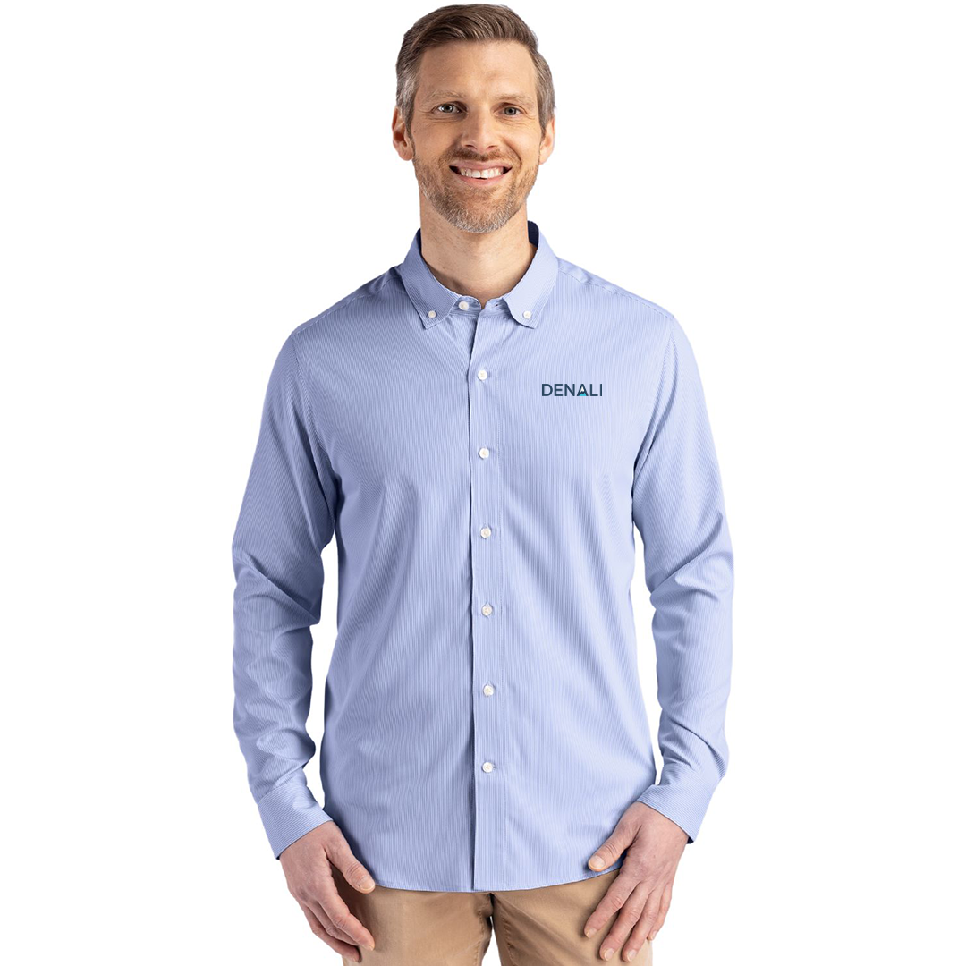 Denali Cutter & Buck Skyline Epic Confidence Recycled Pinstripe Mens Big & Tall Long Sleeve Dress Shirt
